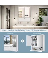 Costway Bathroom Cabinet Medicine Cabinet Double Mirror Door Wall Mount Storage Wood Shelf