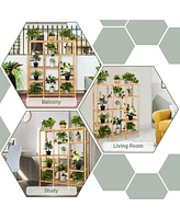 Costway Multifunctional Bamboo Shelf Storage Organizer Rack Plant Stand Display Closet
