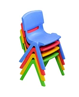 Kids Plastic Table and 4 Chairs Set Colorful Play School Home
