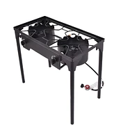 Costway Double Burner Gas Propane Cooker Outdoor Camping Picnic Bbq Grill