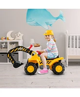 Costway Kids Toddler Ride On Excavator Digger Truck Scooter Seat Storage