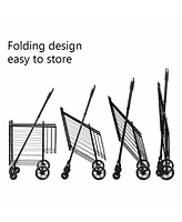 Costway Folding Shopping Cart Jumbo Basket Rolling Utility Trolley Adjustable Handle