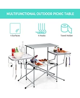 Costway Foldable Camping Table Outdoor Kitchen Portable Grilling