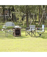 Costway Foldable Camping Table Outdoor Bbq Portable Grilling Stand