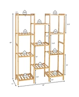 Costway Bamboo 11-Tier Plant Stand Utility Shelf Free Standing Storage Rack Pot Holder