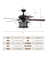 Costway 52'' Ceiling Fan with Light Reversible Crystal Ceiling Fan Lamp W/Remote Control