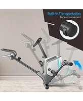 Costway 2-in-1 Elliptical Trainer Exercise Bike Lcd Screen 8 Magnetic Resistances