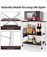 3-Tier Kitchen Baker's Rack Microwave Oven Storage Cart w/ Hooks