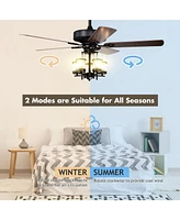 Costway 50'' Ceiling Fan with Light Classic Ceiling Fan Lamp w/Noiseless Reversible Motor