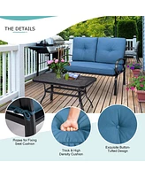 Costway 2PCS Patio LoveSeat Coffee Table Furniture Set Bench