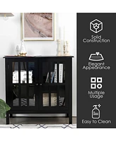 Costway Storage Buffet Cabinet Glass Door Sideboard Console Table Server