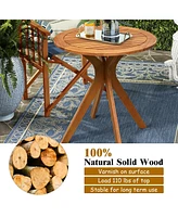Inolait 27 InchOutdoor Round Solid Wood Coffee Side Bistro Table