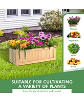 Costway Rectangle Wood Flower Planter Box Portable Raised Vegetable Patio