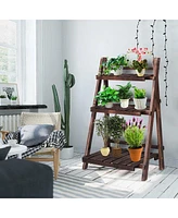 3 Tier Outdoor Wood Design Folding Display Flower Stand