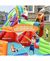 Inolait 6-in-1 Pirate Ship Waterslide Kid Inflatable Castle with Water Guns and 735W Blower