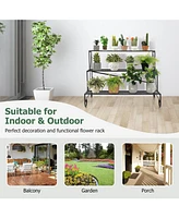 3-Tier Mental Plant Stand with Grid Shelf