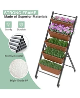 Sugift 5-Tier Vertical Raised Garden Bed with Wheels and Container Boxes