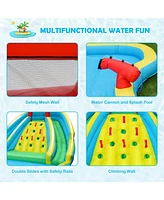 Inolait Double Side Inflatable Water Slide Park with Climbing Wall for Outdoor Without Blower