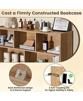 8 Cube 3-Tier Open Wooden Bookshelf Toy Storage Organizer with Anti-toppling Kits