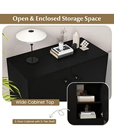 2-Door Storage Cabinet Freestanding Organizer with 3-Tier Shelf Entryway