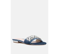 London Rag sally women's blue flat embellished sandals