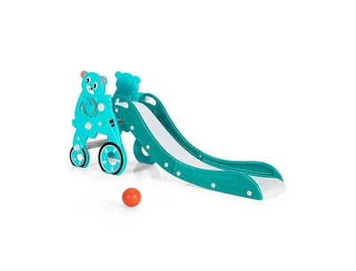 Slickblue 4-in-1 Foldable Baby Slide Toddler Climber Slide PlaySet with Ball