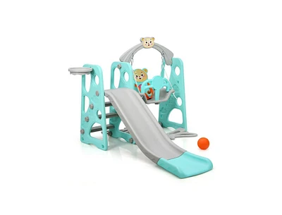 Slickblue 3 in 1 Toddler Climber and Swing Set Slide Playset-Green
