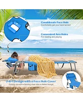 Gymax Folding Chaise Lounge Chair Bed Adjustable Outdoor Patio Beach Camping Recliner Blue