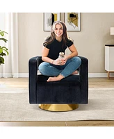 Carisa Contemporary Swivel Barrel Chair with Metal Base