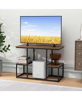 Costway Rustic Tv Console Table for 50" TVs Industrial Sofa Table with Open Storage Shelves