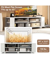 Costway 59" Wood Tv Stand Console Storage Entertainment Media Center with Shelf