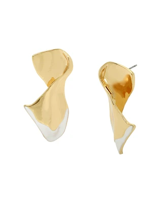 Robert Lee Morris Soho White Molten Twist Patina Post Earrings