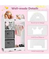 Slickblue Kids Dress up Storage Costume Closet with Mirror and Toy Bins-White