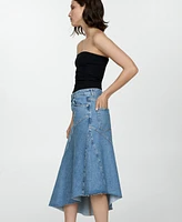 Mango Women's Asymmetrical Denim Skirt