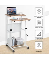 Costway Height Adjustable Computer Standing Desk w/wheels & Footrest