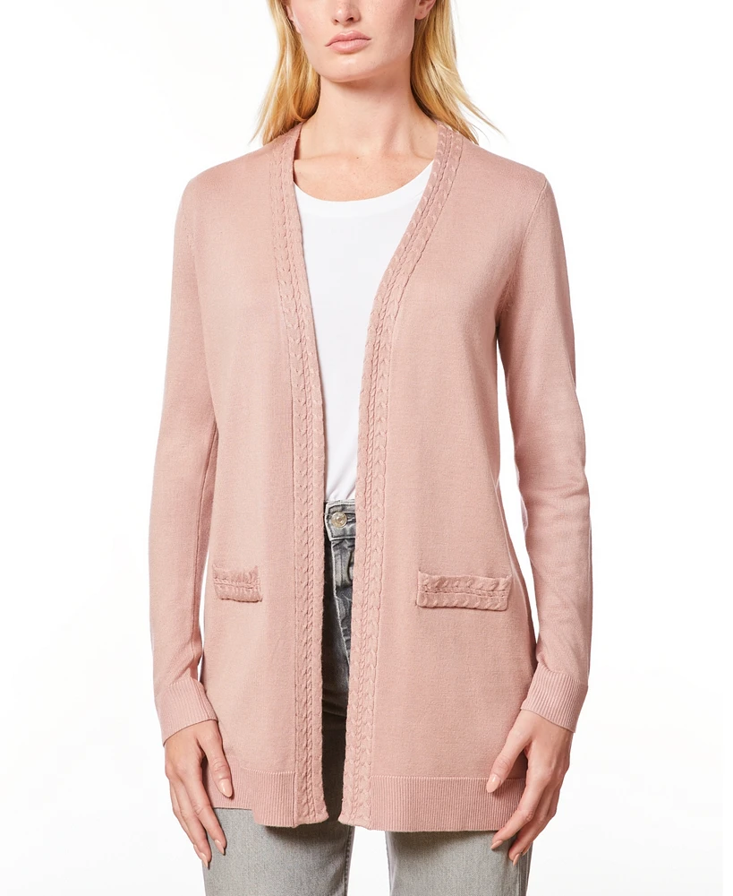 Melissa Paige Women's Braided-Trim Open-Front Cardigan