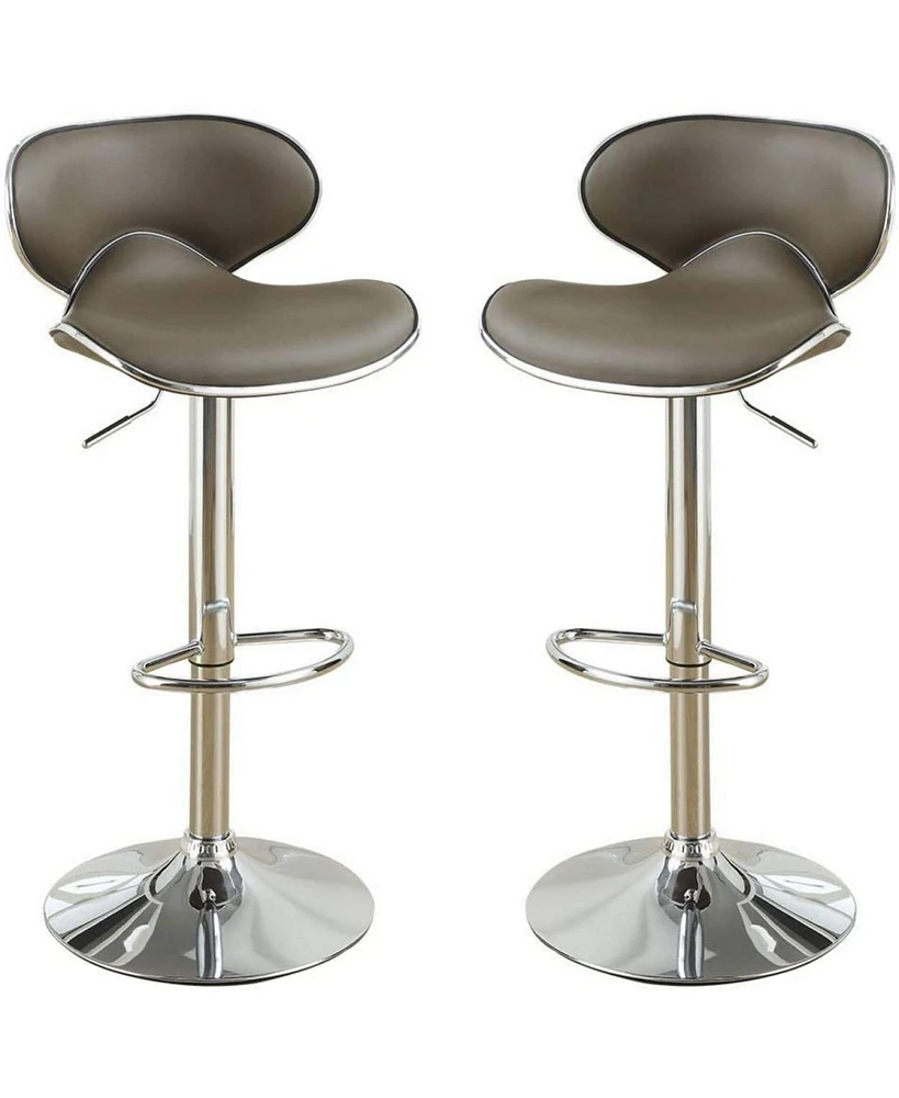 Simplie Fun Set of 2 Espresso Faux Leather Barstools