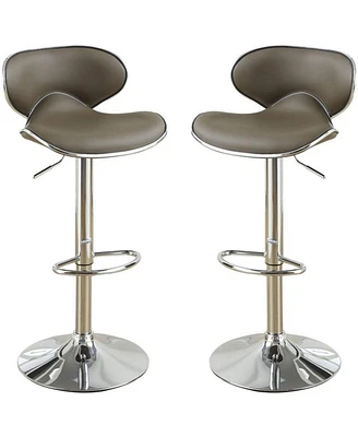 Simplie Fun Set of 2 Espresso Faux Leather Barstools