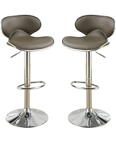 Simplie Fun Set of 2 Espresso Faux Leather Barstools