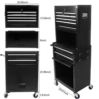High Capacity Rolling Tool Chest With Wheels And Drawers, 6-Drawer Tool Storage Cabinet-Black