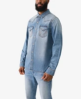 True Religion Men's Long Sleeve Western Denim Shirt