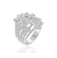 Suzy Levian Sterling Silver Cubic Zirconia Multi Flower Ring