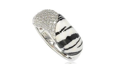 Suzy Levian New York Sterling Silver Cubic Zirconia Pave Snow Tiger "Wild Side" Ring