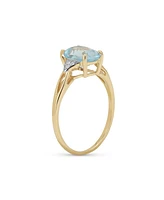 Bling Jewelry Dainty Yellow 14K Gold 2.75CTW Natural White Sapphire Side Stones Natural Sky Blue Topaz Cushion Cut Ring For Women