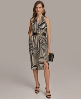 Donna Karan Women's Printed Belted Sleeveless Dress