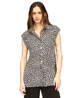 Michael Kors Women's Cheetah-Print Snap-Front Utility Top