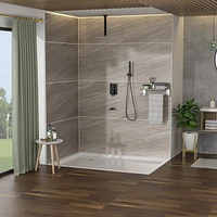 16" Rain Shower Head Systems With Waterfall Tub Spout, Oil Rubber Bronze, Ceiling Mounted Shower