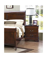 Streamdale Furniture Traditional 2-Drawer Nightstand, Cherry Finish