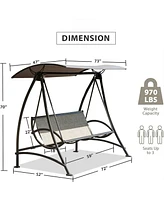 Outdoor Patio Swing with Adjustable Canopy