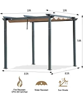 Streamdale Furniture Aluminum Outdoor Pergola with Retractable Canopy